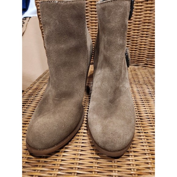 Lucky Brand Boots Womens 9.5 Leather Suede Booties Emmerlee Country Western 2.5" - Picture 2 of 12